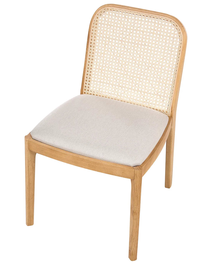 Set of 2 Dining Chairs Fabric Light Brown/ Beige Deena
