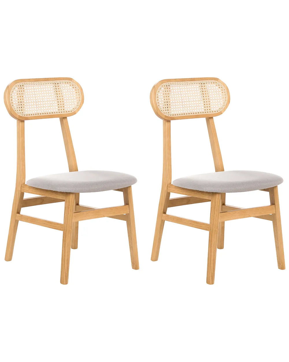 Set of 2 Dining Chairs Wood Light Brown/ Light Grey Polo