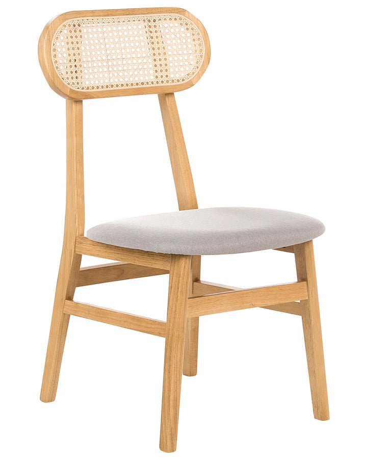 Set of 2 Dining Chairs Wood Light Brown/ Light Grey Polo