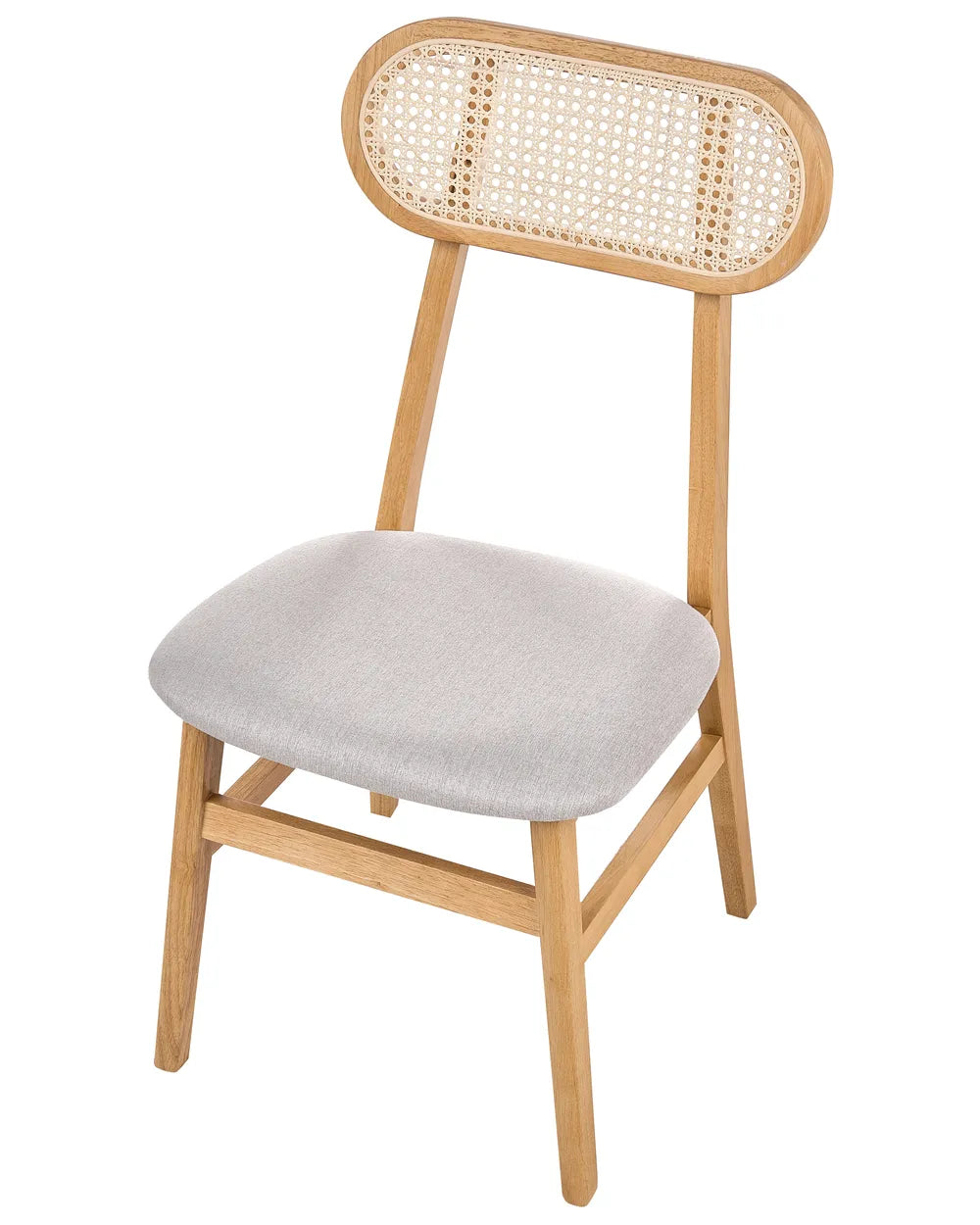 Set of 2 Dining Chairs Wood Light Brown/ Light Grey Polo