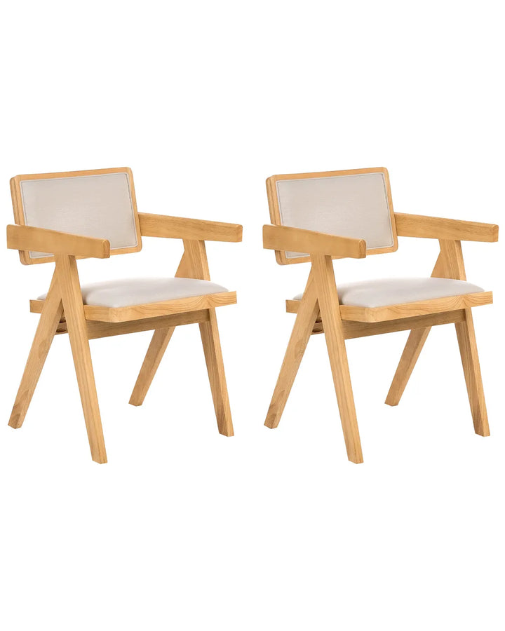 Set of 2 Dining Chairs Wood Light Brown Theo