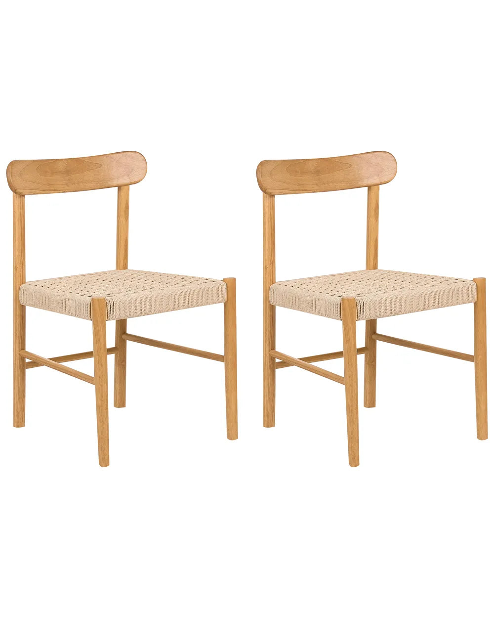 Set of 2 Dining Chairs Wood Light Brown/ Beige Amy