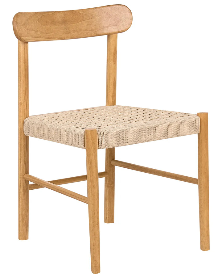 Set of 2 Dining Chairs Wood Light Brown/ Beige Amy