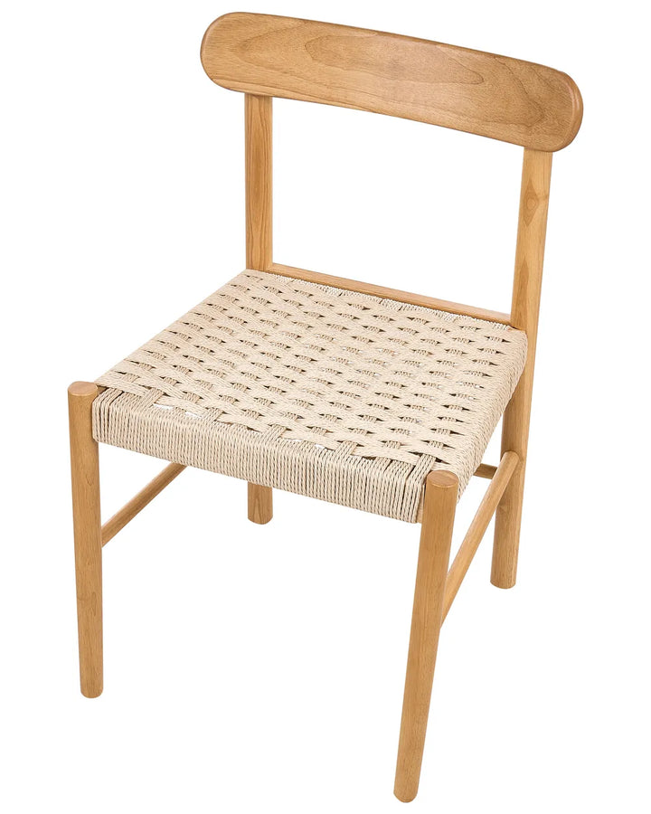 Set of 2 Dining Chairs Wood Light Brown/ Beige Amy