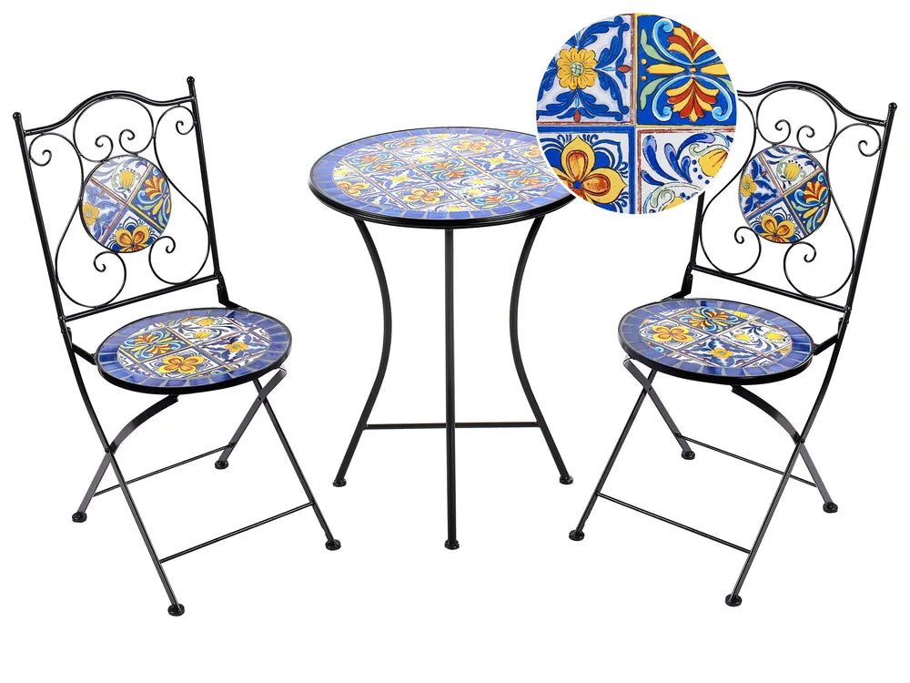 Bistro Set Folding Metal Black Jere