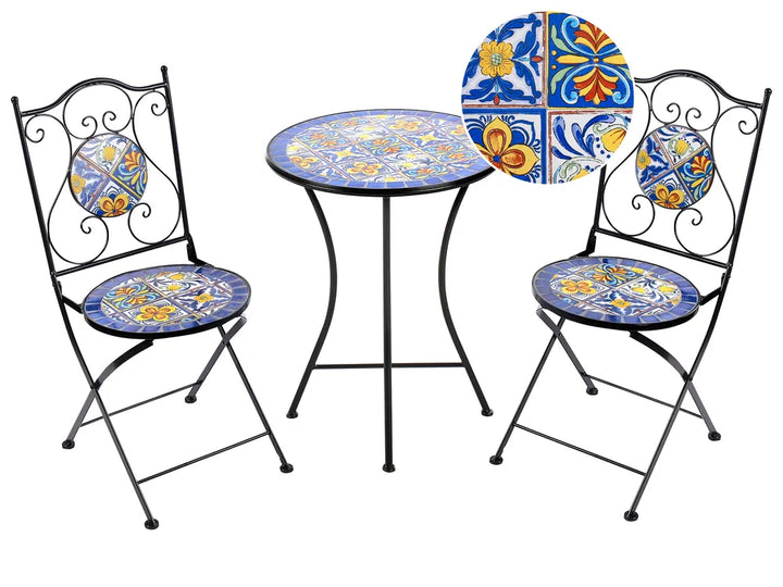 Bistro Set Folding Metal Black Jere