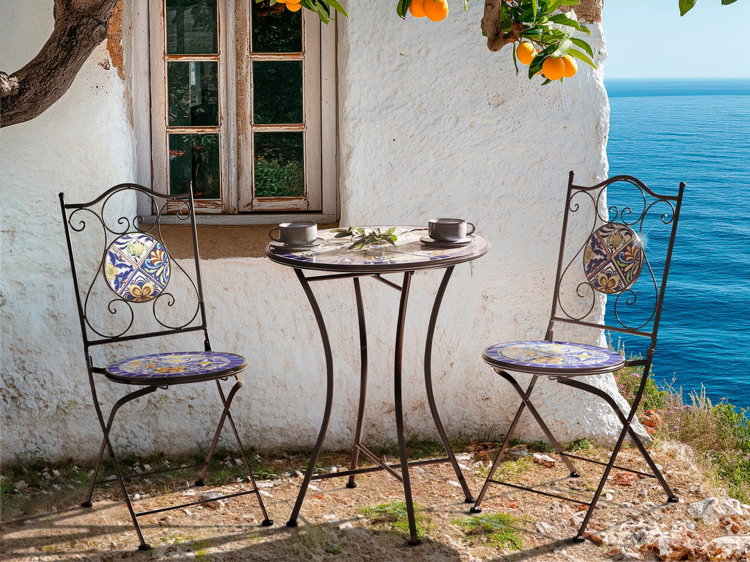 Bistro Set Folding Metal Black Jere