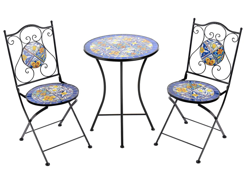 Bistro Set Folding Metal Black Jere