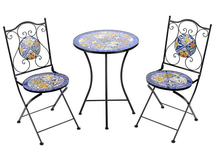 Bistro Set Folding Metal Black Jere
