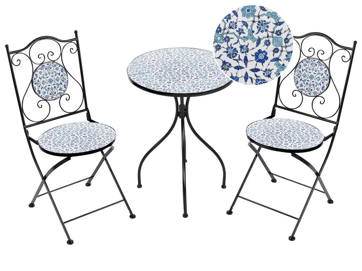 Bistro Set Folding Metal Black Pave