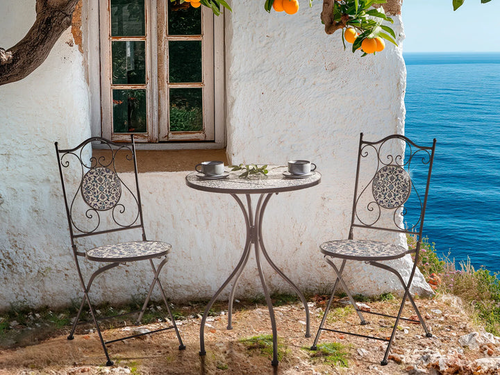 Bistro Set Folding Metal Black Pave