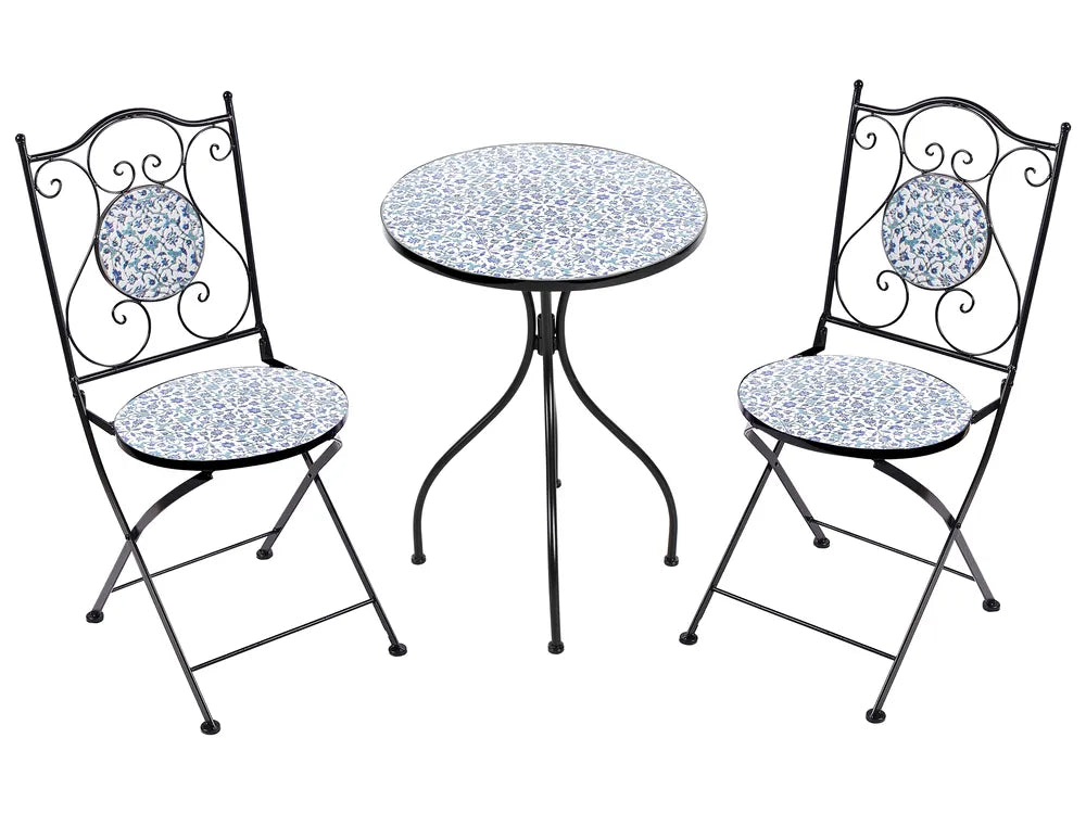 Bistro Set Folding Metal Black Pave