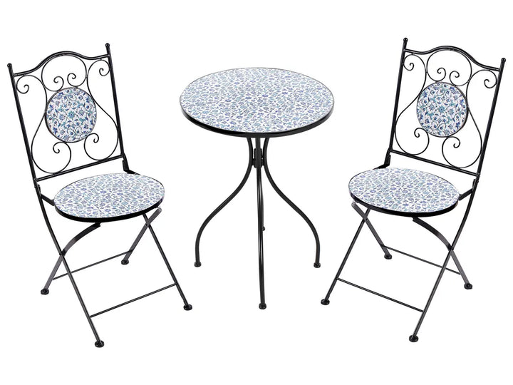 Bistro Set Folding Metal Black Pave
