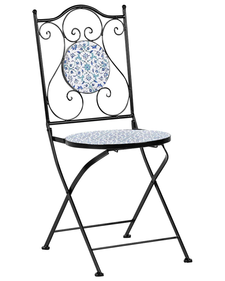 Bistro Set Folding Metal Black Pave