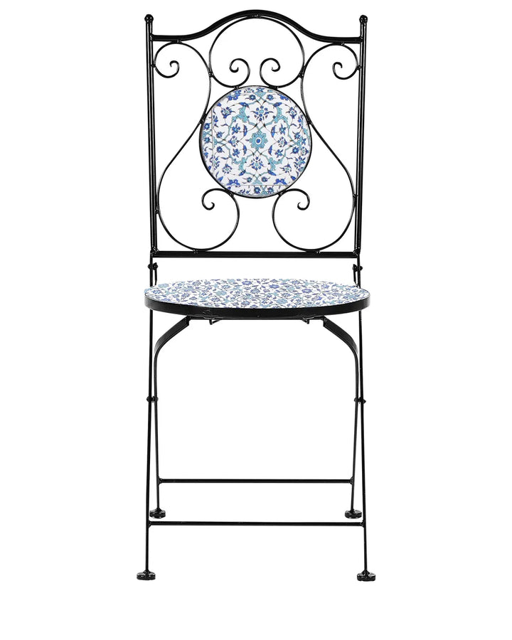 Bistro Set Folding Metal Black Pave