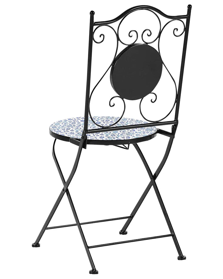 Bistro Set Folding Metal Black Pave
