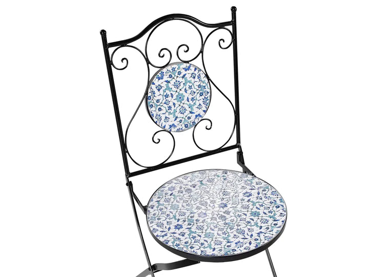 Bistro Set Folding Metal Black Pave