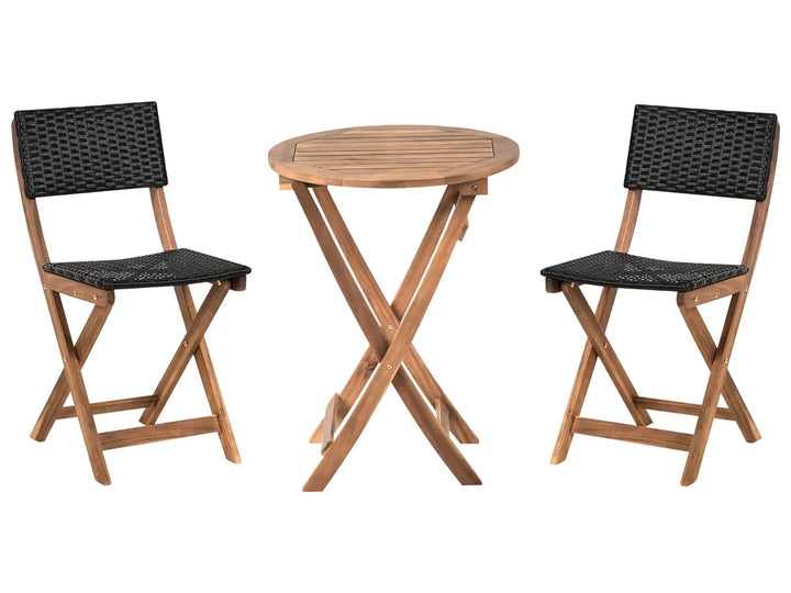 Bistro Set Acacia Wood Brown / Black Asana