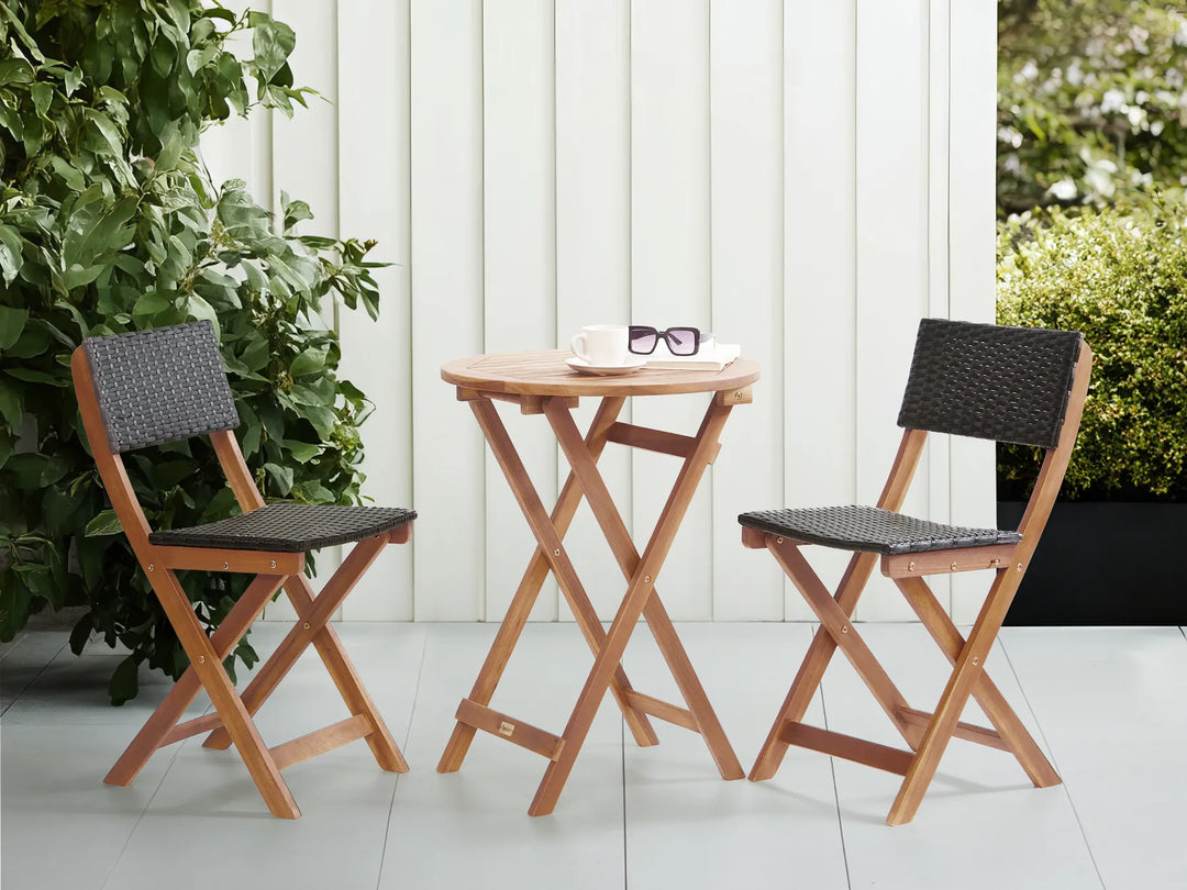 Bistro Set Acacia Wood Brown / Black Asana