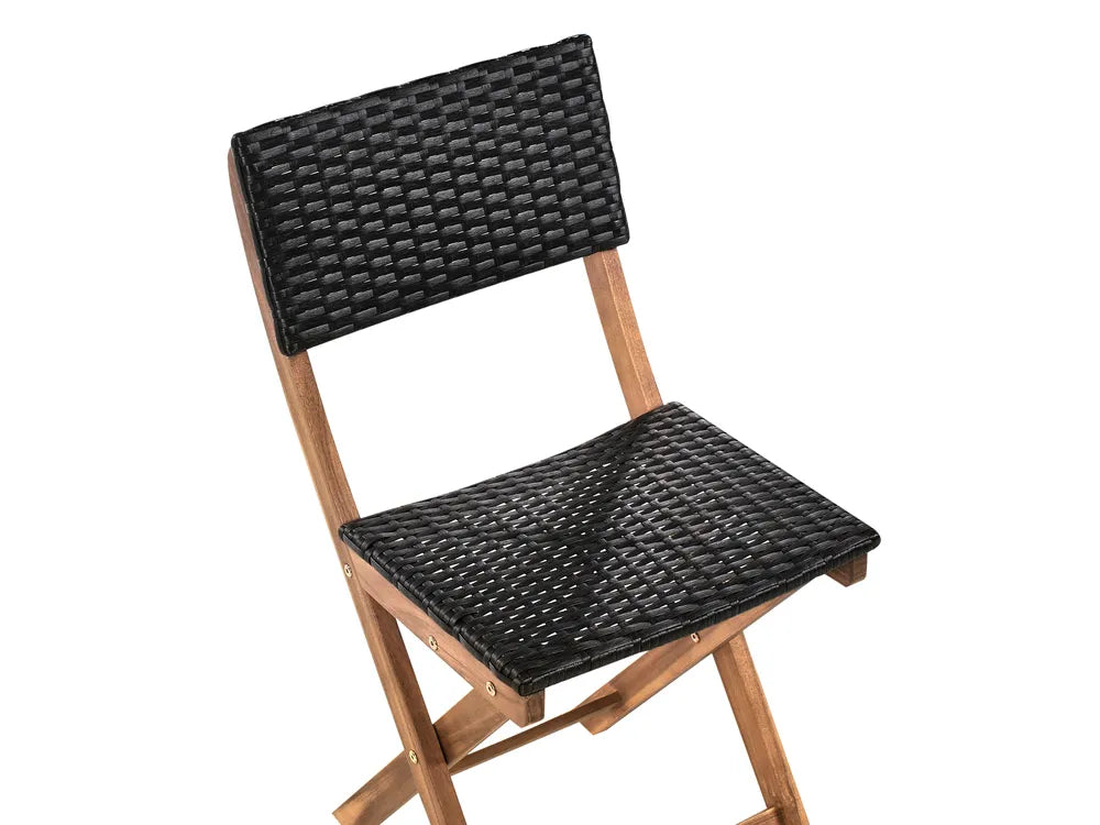 Bistro Set Acacia Wood Brown / Black Asana