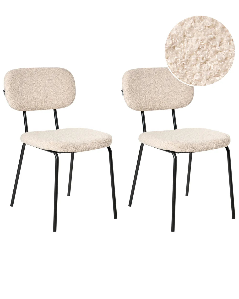Set of 2 Chairs Boucle Beige Uly