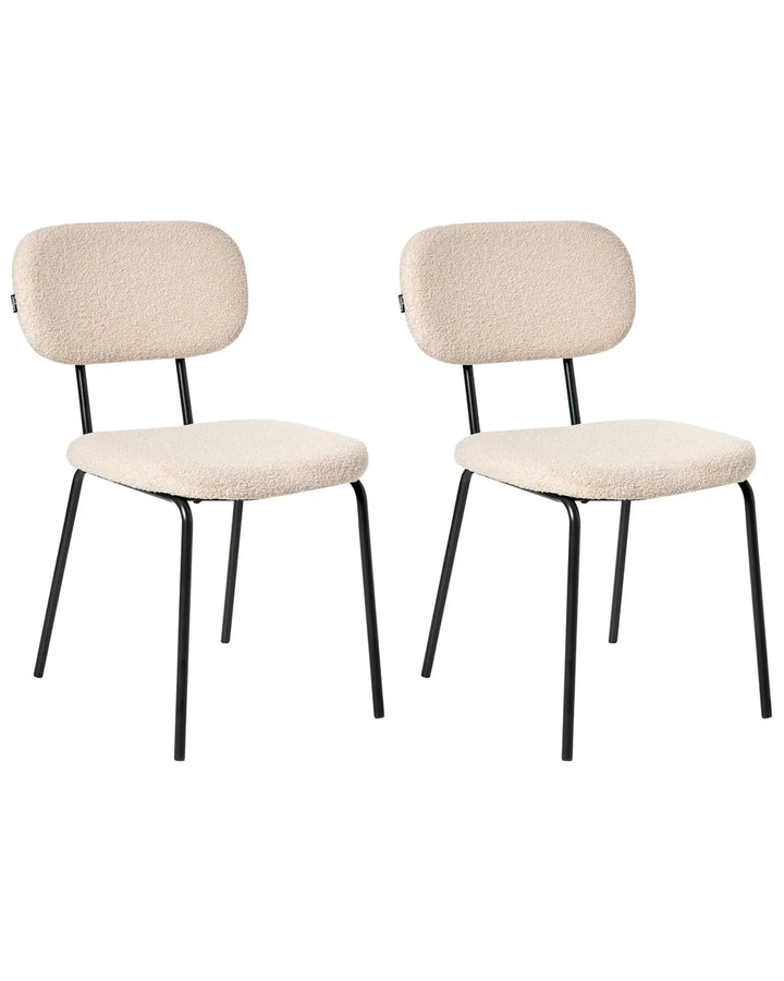 Set of 2 Chairs Boucle Beige Uly