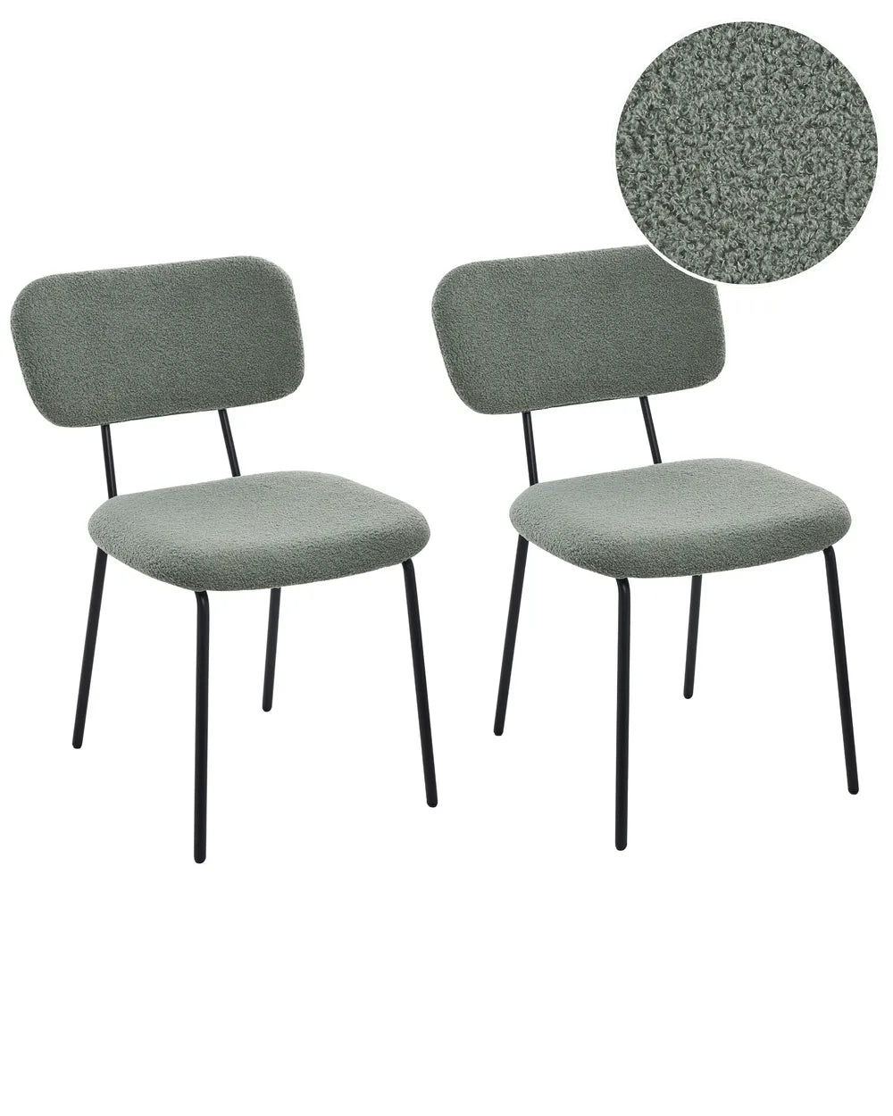 Set of 2 Chairs Boucle Light Green Uly