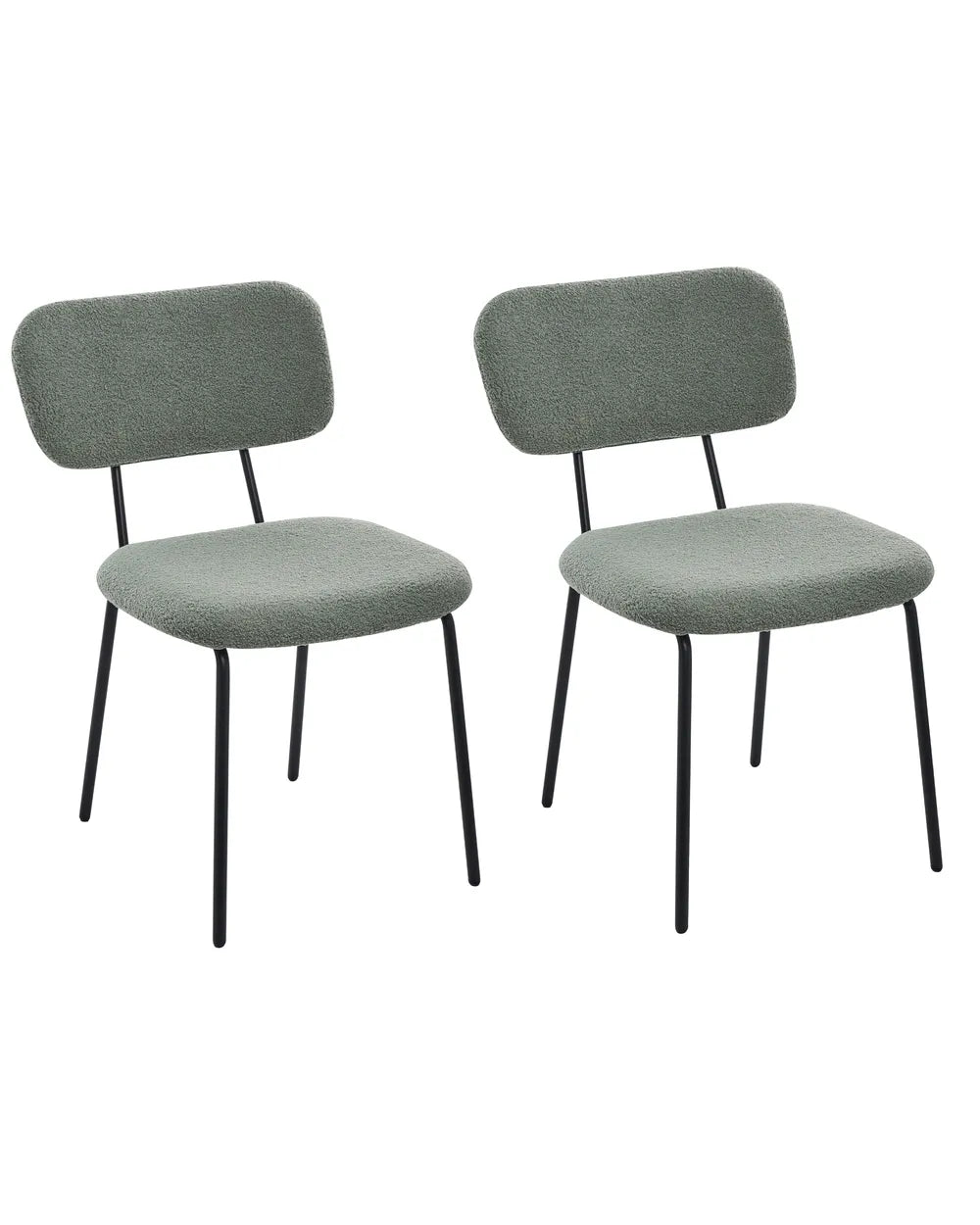 Set of 2 Chairs Boucle Light Green Uly