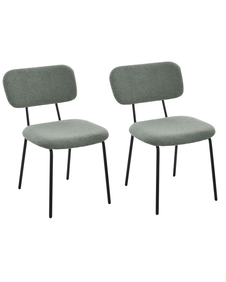 Set of 2 Chairs Boucle Light Green Uly