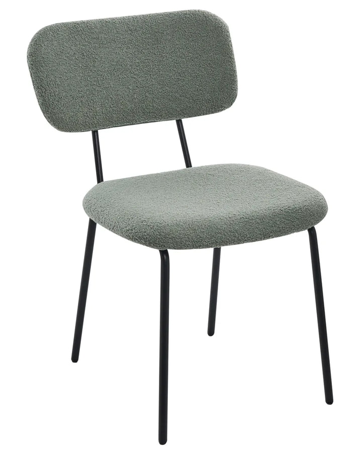Set of 2 Chairs Boucle Light Green Uly