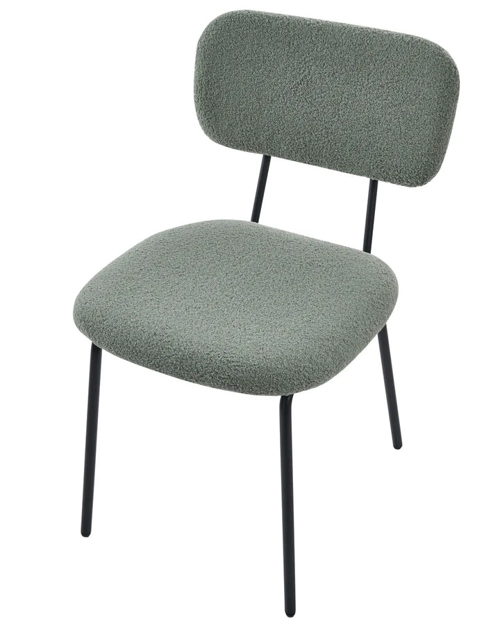 Set of 2 Chairs Boucle Light Green Uly