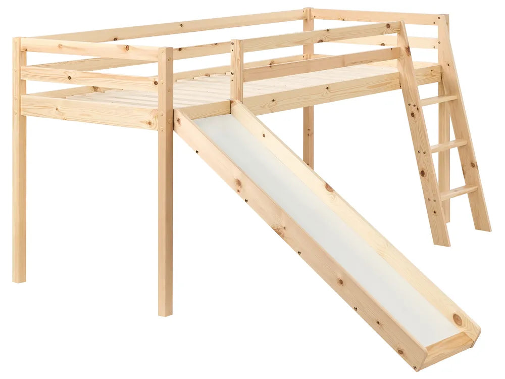 Mid Sleeper Bed Pine Wood Havasxon 90 x 200 cm (EU Single) with Slide Light Brown