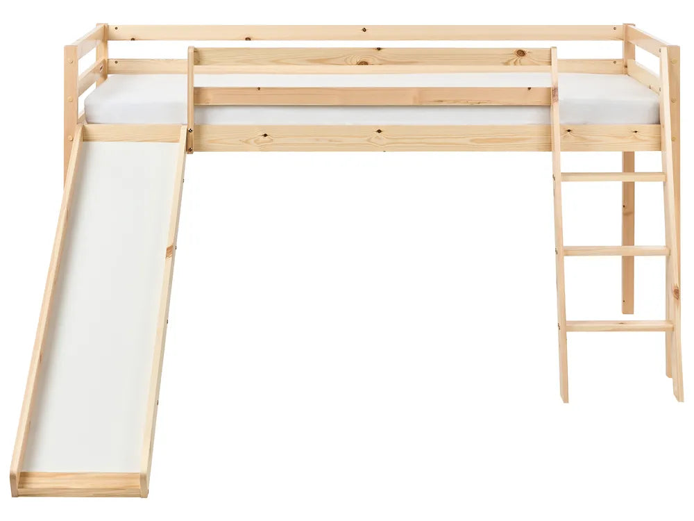 Mid Sleeper Bed Pine Wood Havasxon 90 x 200 cm (EU Single) with Slide Light Brown