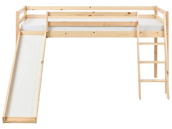 Mid Sleeper Bed Pine Wood Havasxon 90 x 200 cm (EU Single) with Slide Light Brown