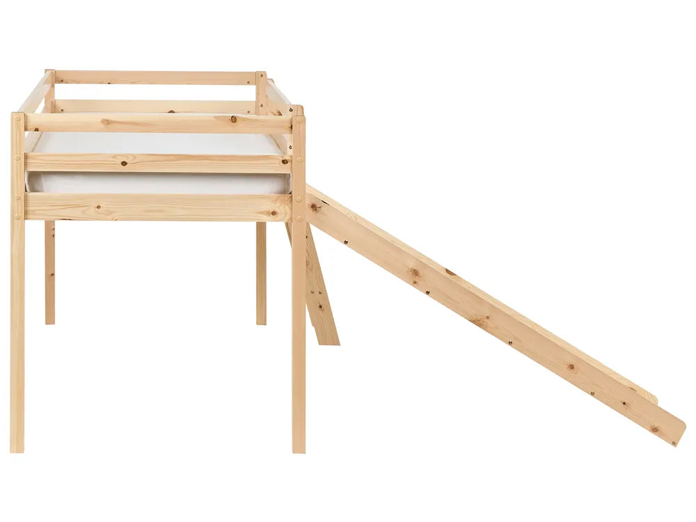 Mid Sleeper Bed Pine Wood Havasxon 90 x 200 cm (EU Single) with Slide Light Brown