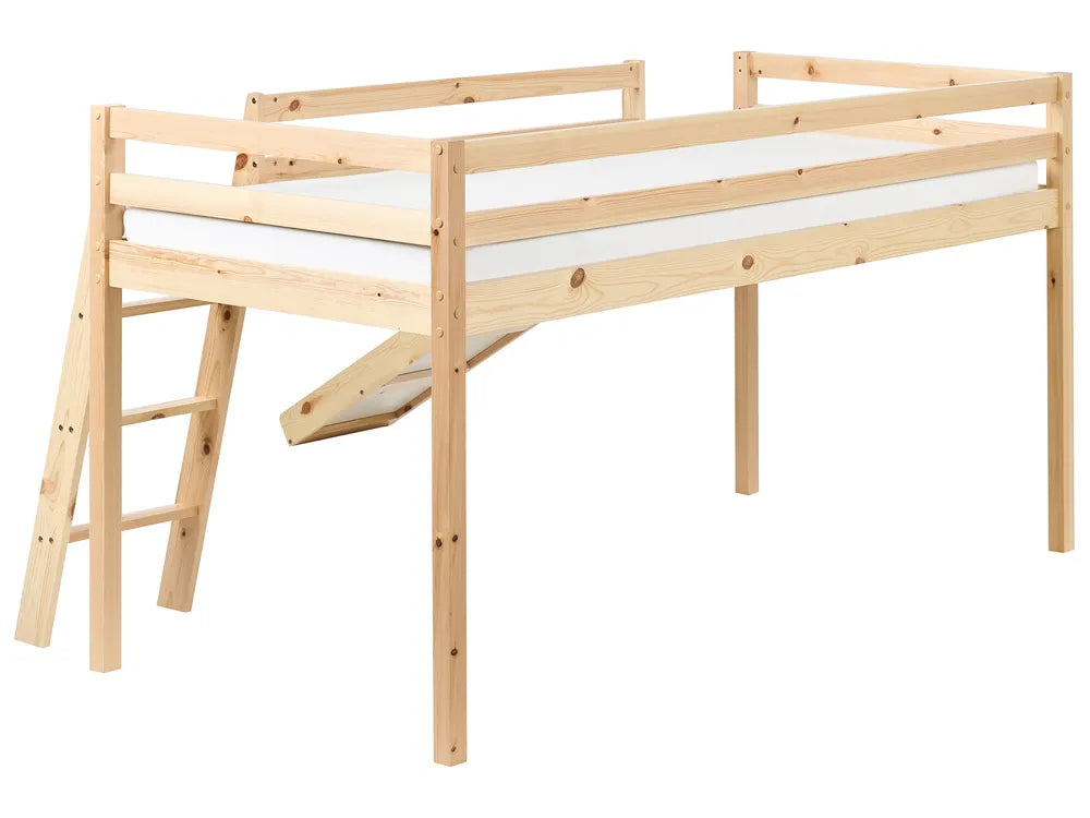 Mid Sleeper Bed Pine Wood Havasxon 90 x 200 cm (EU Single) with Slide Light Brown