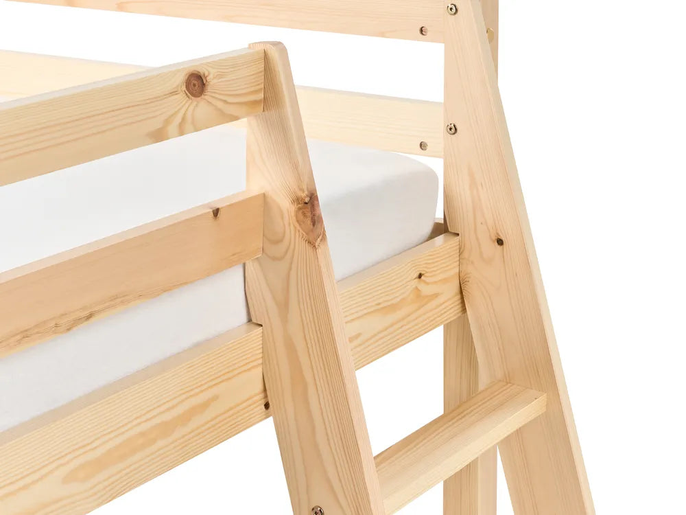 Mid Sleeper Bed Pine Wood Havasxon 90 x 200 cm (EU Single) with Slide Light Brown
