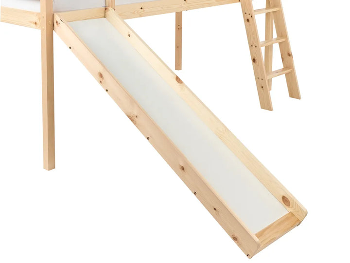 Mid Sleeper Bed Pine Wood Havasxon 90 x 200 cm (EU Single) with Slide Light Brown