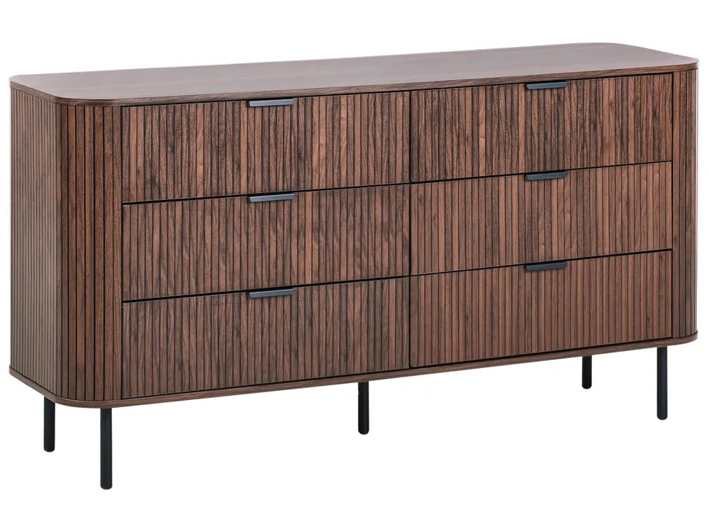 6 Drawer Chest Dark Brown Solvion | Retro Style
