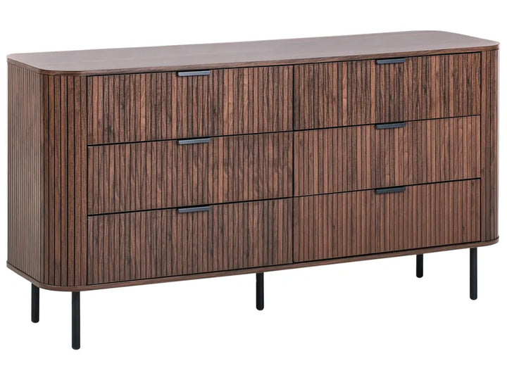 6 Drawer Chest Dark Brown Solvion | Retro Style