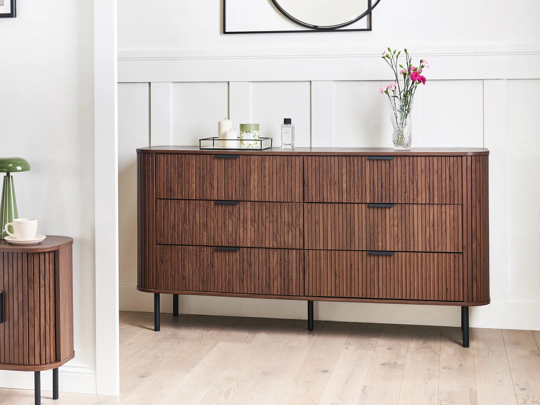 6 Drawer Chest Dark Brown Solvion | Retro Style
