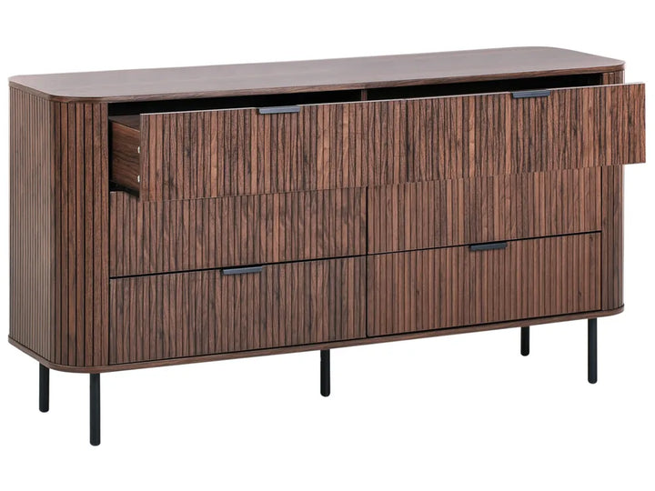 Solvion 6 Drawer Chest Dark Brown | Retro Style