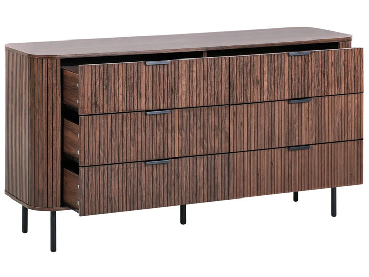 Solvion 6 Drawer Chest Dark Brown | Retro Style