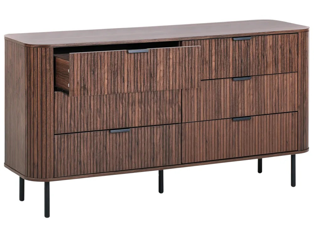 Solvion 6 Drawer Chest Dark Brown | Retro Style