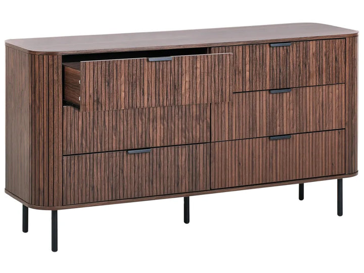 Solvion 6 Drawer Chest Dark Brown | Retro Style