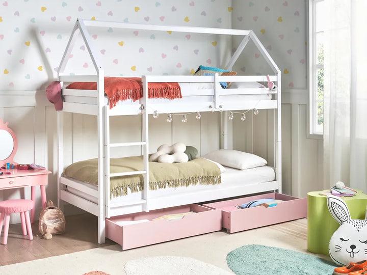 Bunk Bed with Drawers House Pine Wood Hyers 90 x 200 cm (EU Single) Pink