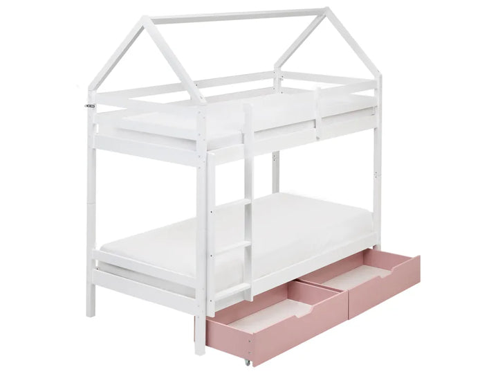 Bunk Bed with Drawers House Pine Wood Hyers 90 x 200 cm (EU Single) Pink