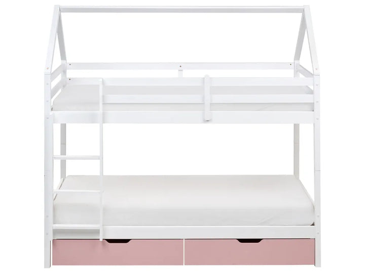 Bunk Bed with Drawers House Pine Wood Hyers 90 x 200 cm (EU Single) Pink
