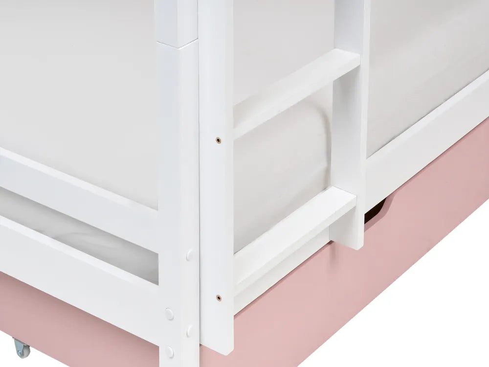 Bunk Bed with Drawers House Pine Wood Hyers 90 x 200 cm (EU Single) Pink