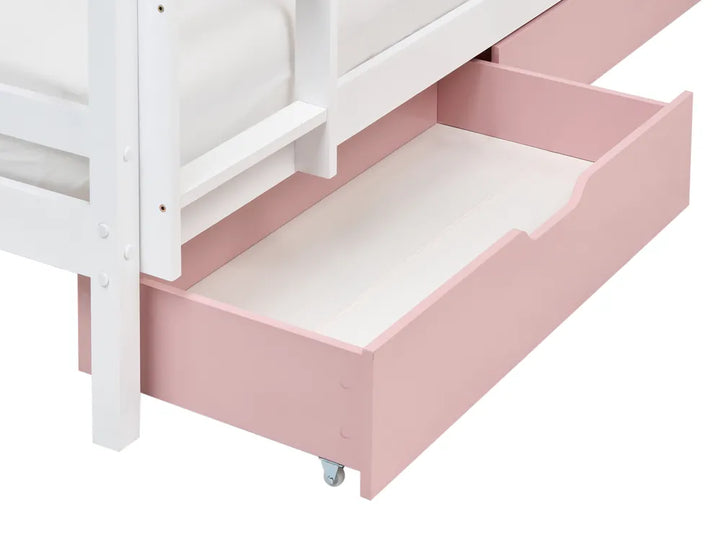 Bunk Bed with Drawers House Pine Wood Hyers 90 x 200 cm (EU Single) Pink